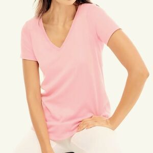 J. Jill Wearever Champagne Pink V-Neck Short Sleeve Top